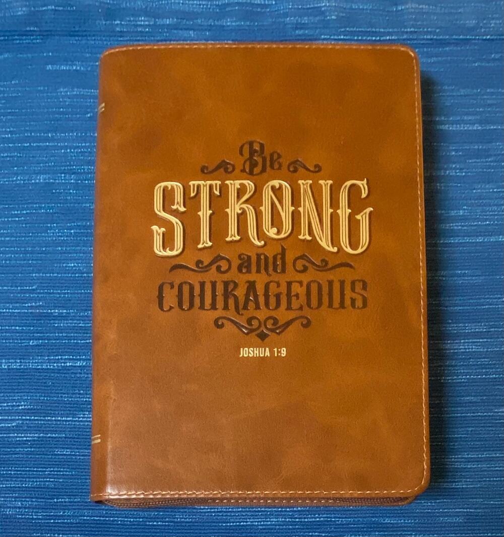 Christian Art Gifts Scripture Journal Brown Be Strong Joshua 1:9 Bible Verses